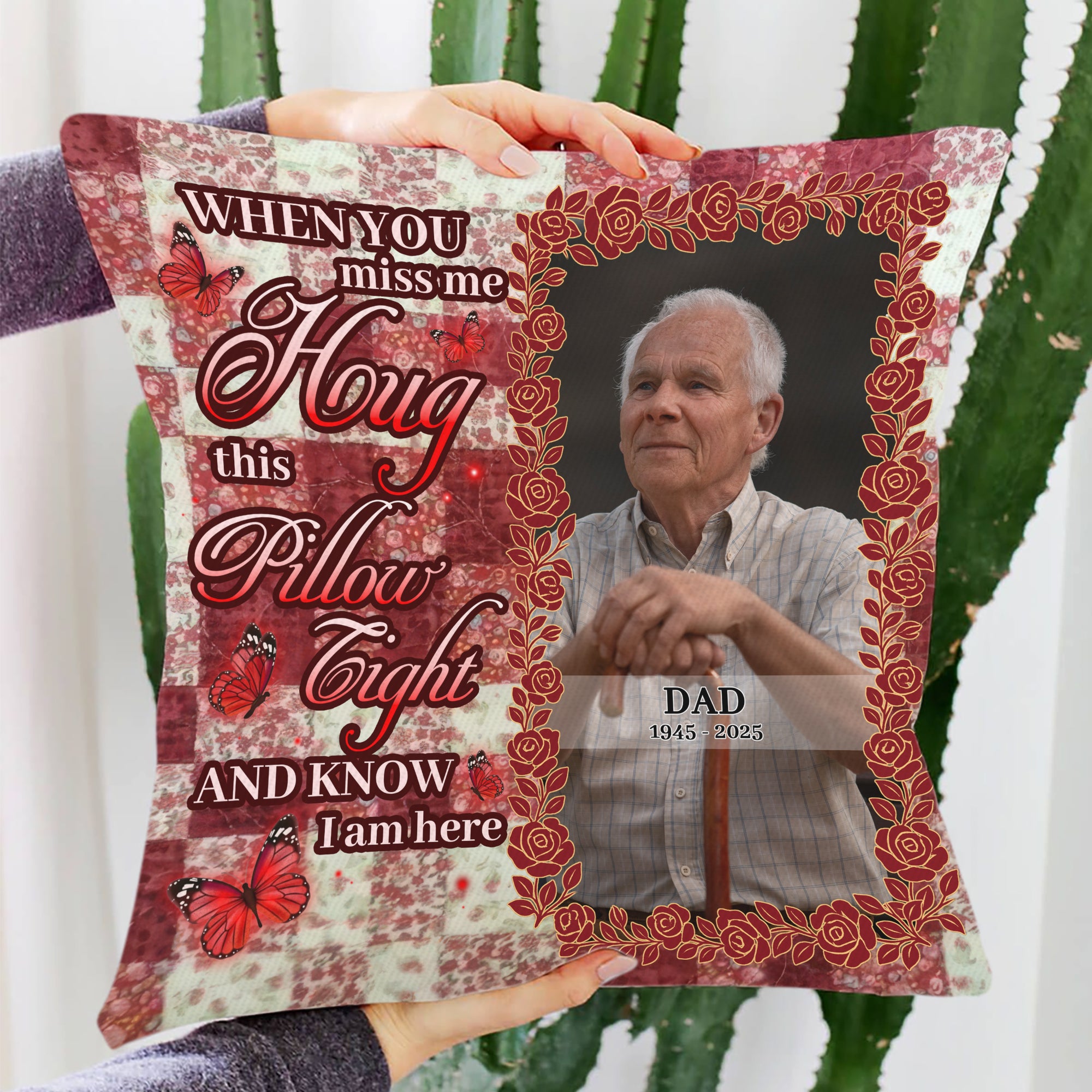 Know I Am Here - Custom Name and Photo Sympathy Gift - Personalized Memorial Pillow