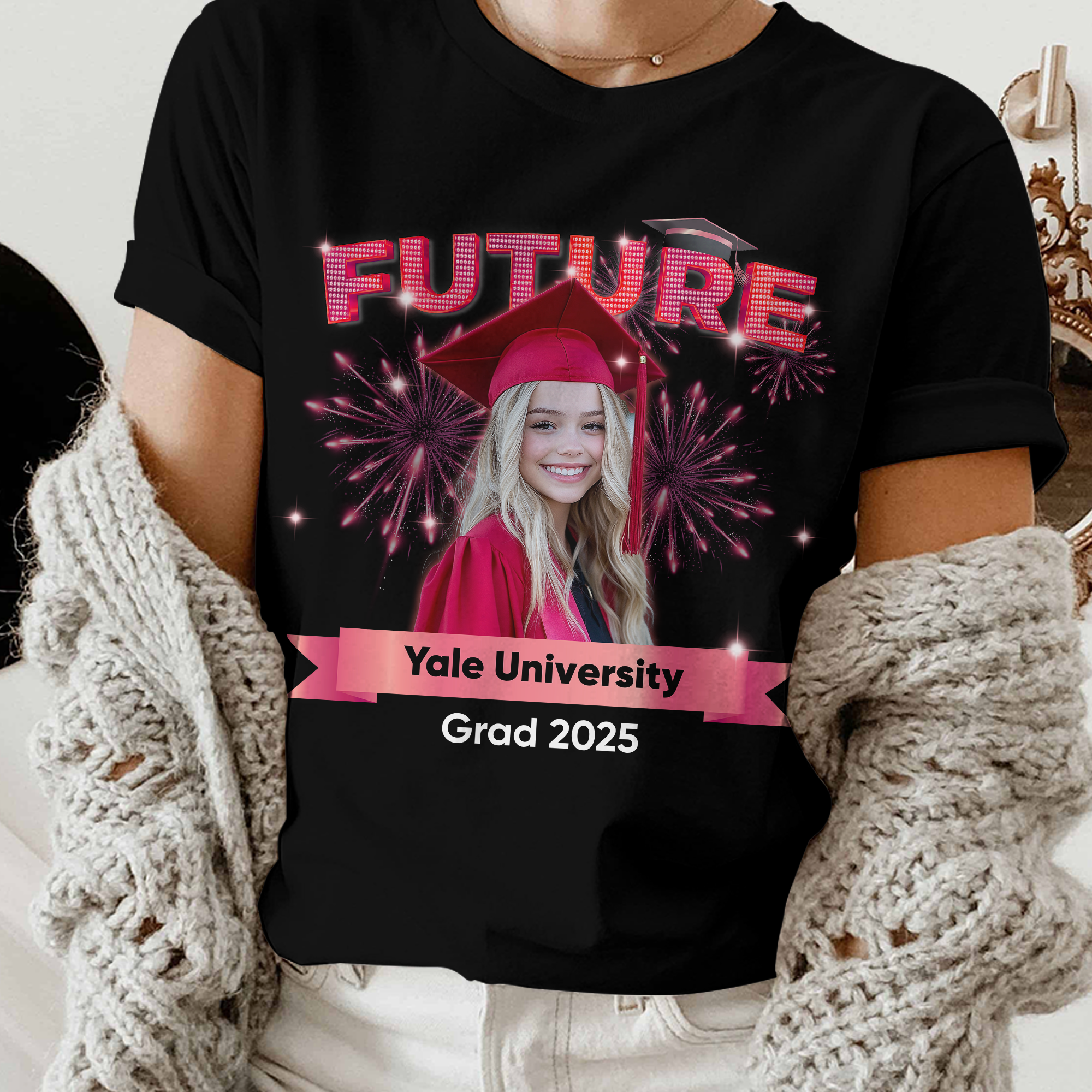 Future GRAD 2025 Personalized Upload Photo Congrats Graduation T-shirt