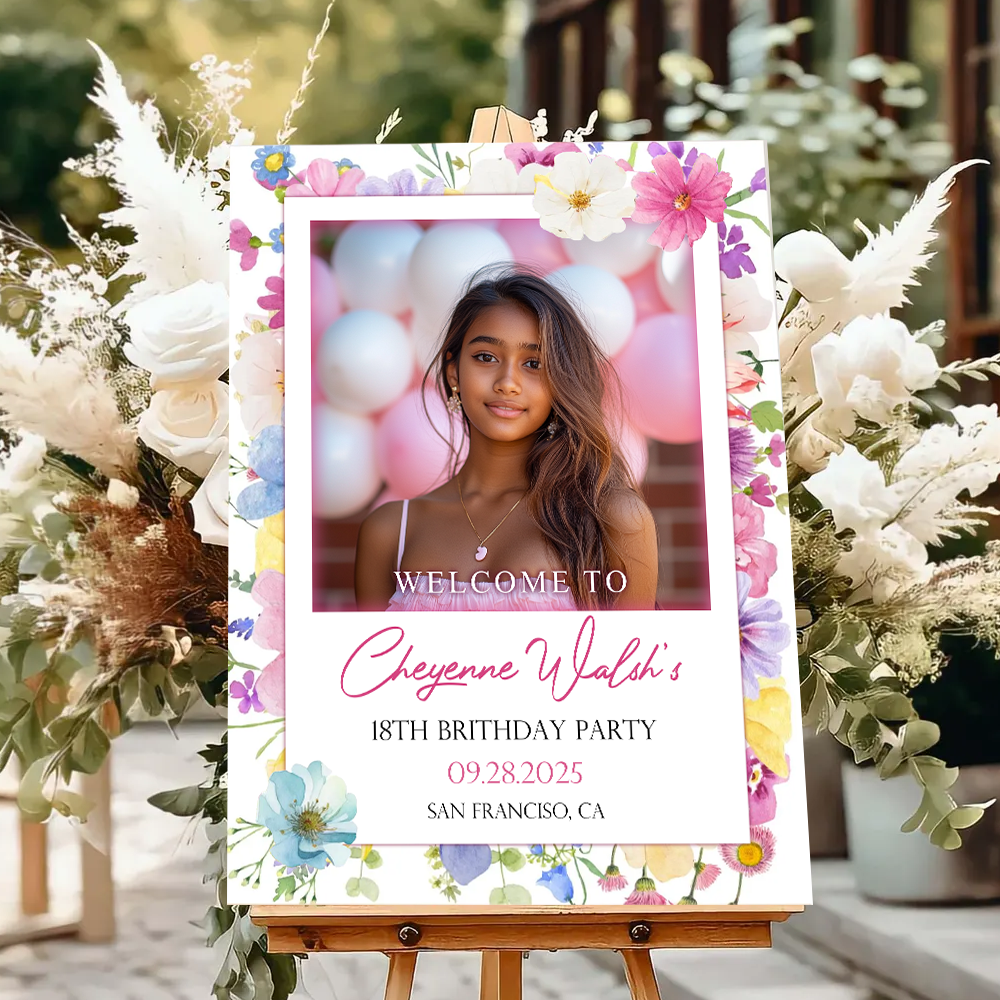 Birthday Party Welcome Sign - Custom Name & Photo Law Sign - Welcome To My Birthday Sign