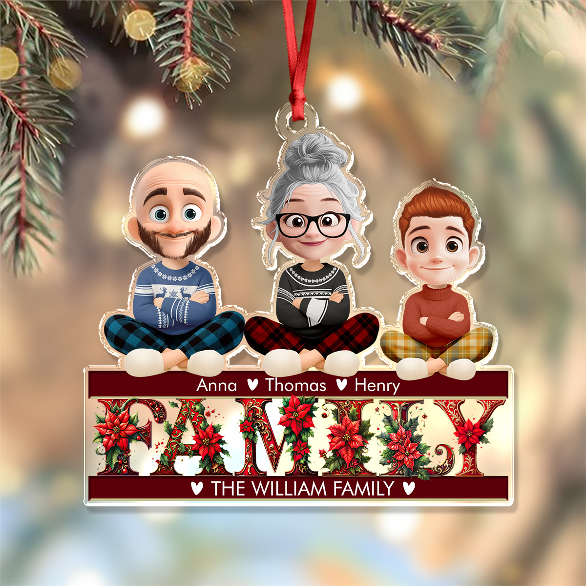 Family Custom Name and Appearance Ornament - Custom Shape Hologram Ornament