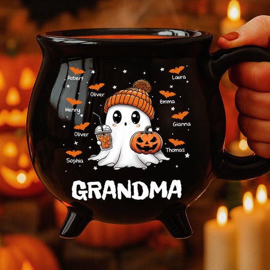 Grandma Boo Crew Halloween - Personalized Ceramic Cauldron Coffee Mug