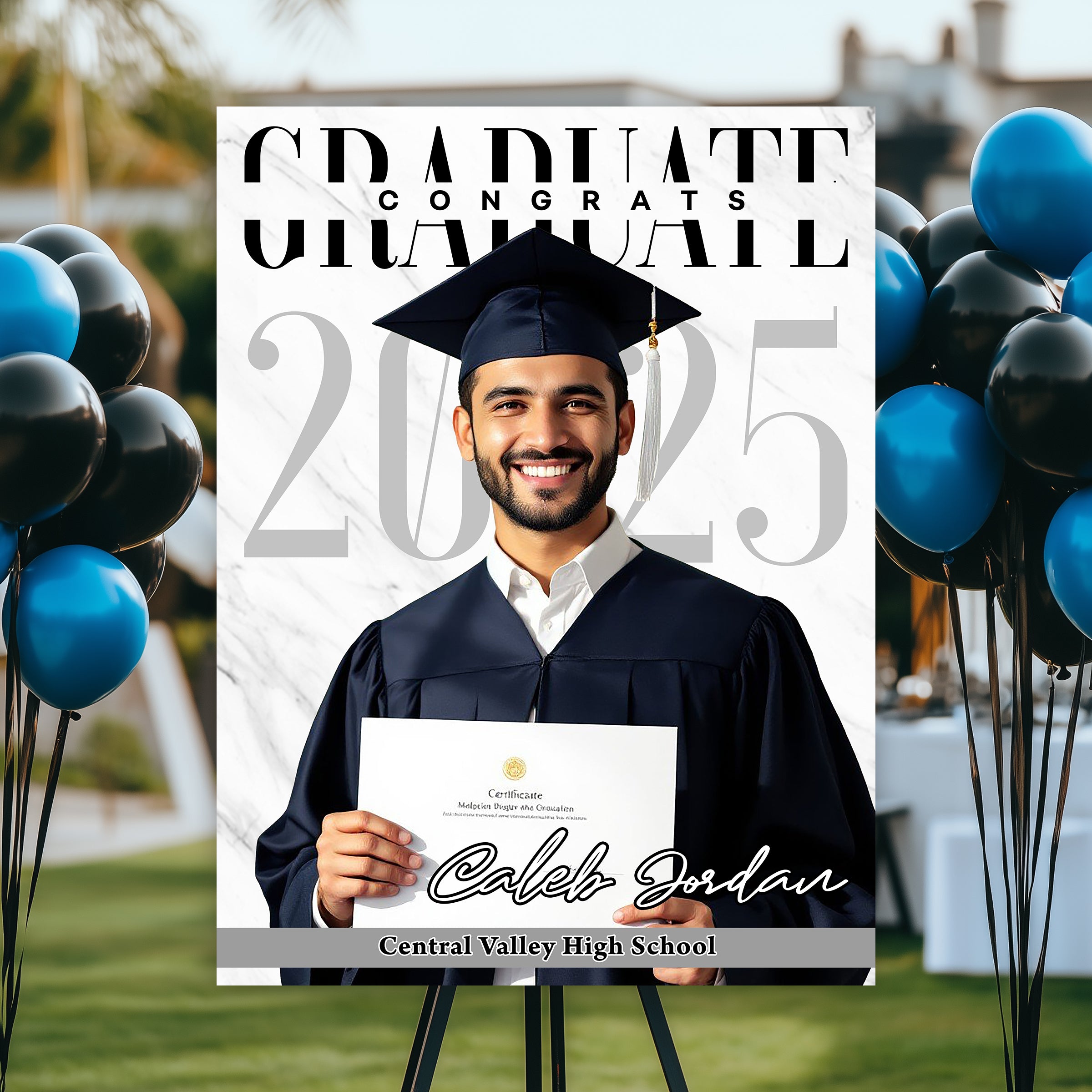 Congrats Graduation - Custom Name, School Name & Photo Law Sign - Class of 2025