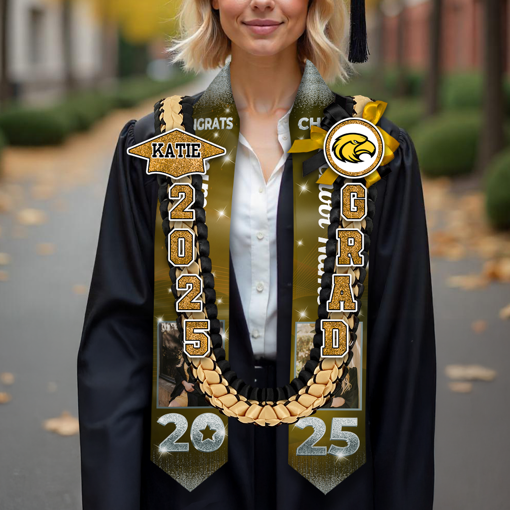 2025 Graduation Lei Custom Name and Photo - Personalized Graduation Lei - 2025 Grad