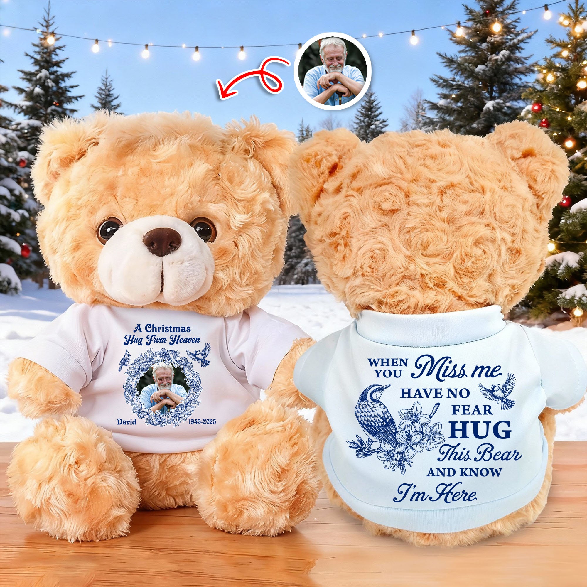 A Christmas From Heaven - Custom Name and Photo - Personalized Bear Plush
