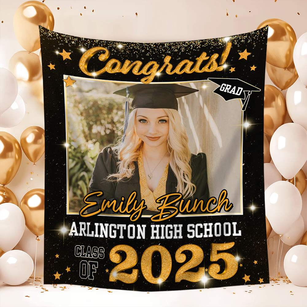 Class of 2025 Graduation Decorations – Personalized Congrats Backdrop for Memorable Party