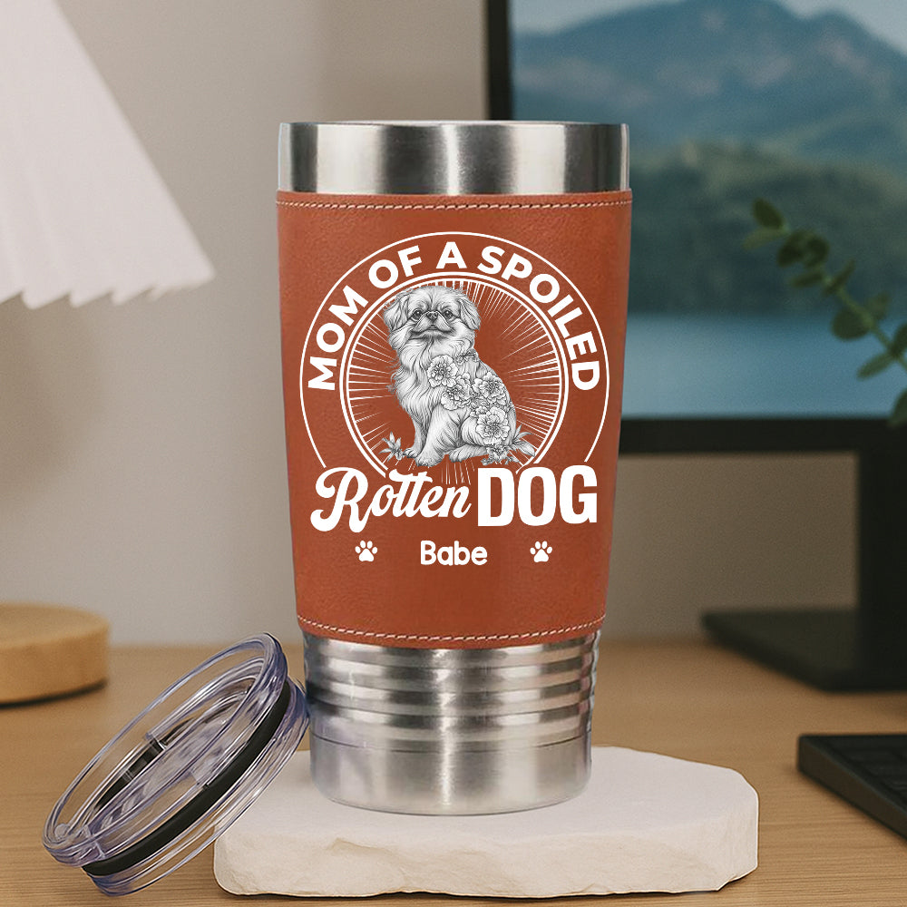 Mother Father Gift - Dog Dad Mom Tumbler - Personalized Leather Tumbler