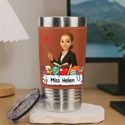 Teacher Gift - Personalized Leather Tumbler - Gift for Teachers