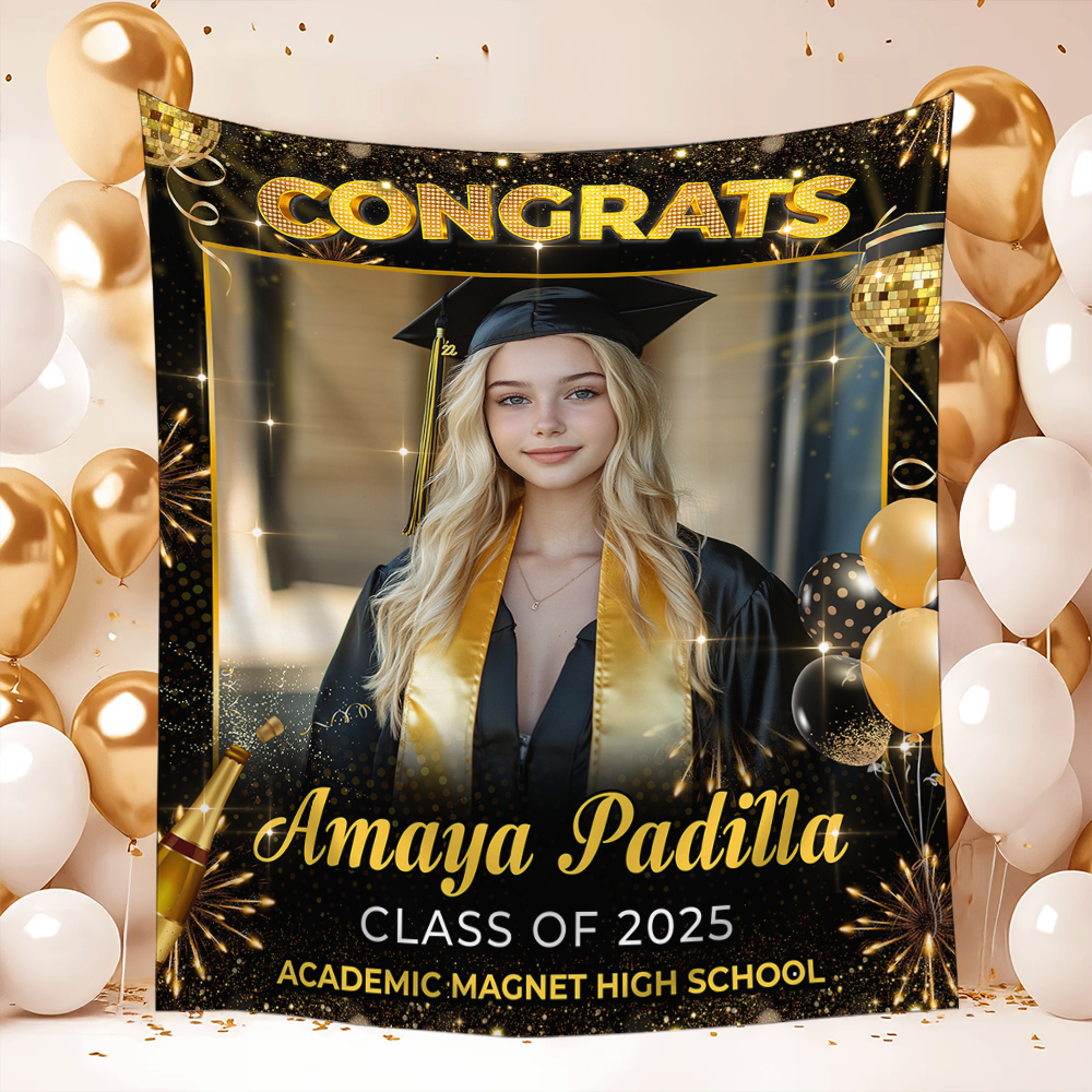 Personalized Congrats Class of 2025 Graduation Backdrop – Perfect for Graduation Party Decorations