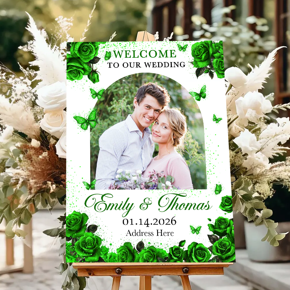 Welcome to Our Wedding Sign - Custom Name and Photo Wedding Law Sign
