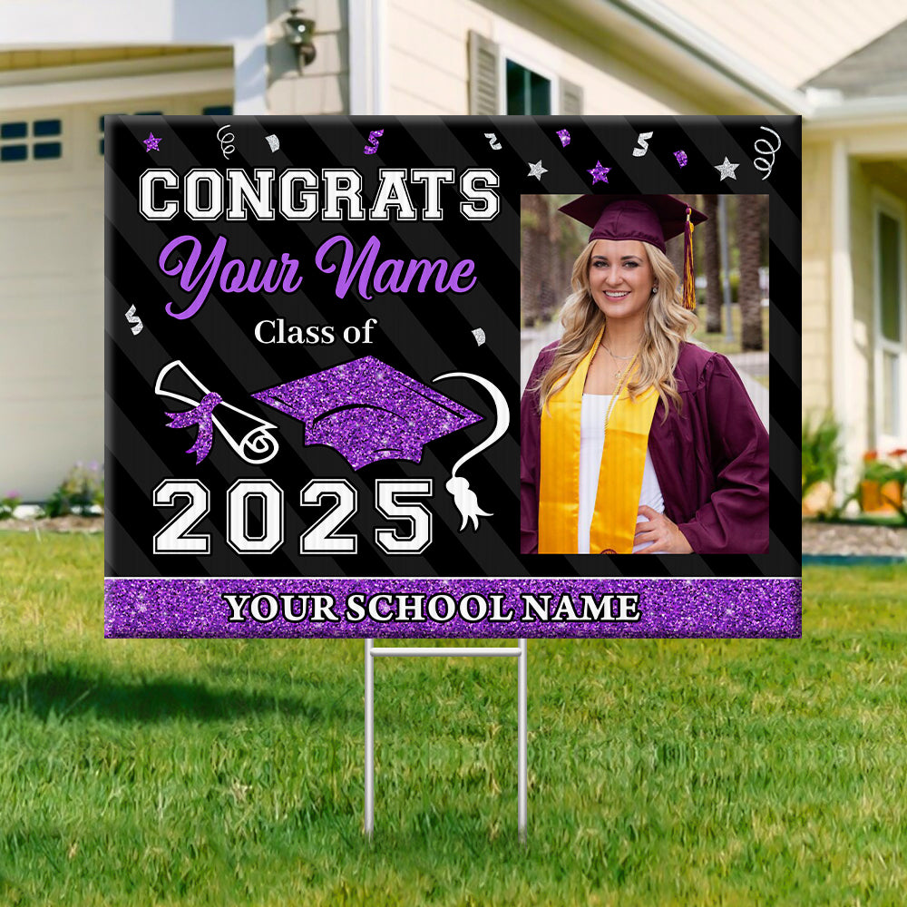 Confetti Class of 2025 Lawn Sign, Personalized Graduate 2025 Graduation Lawn Sign, Graduation Gift