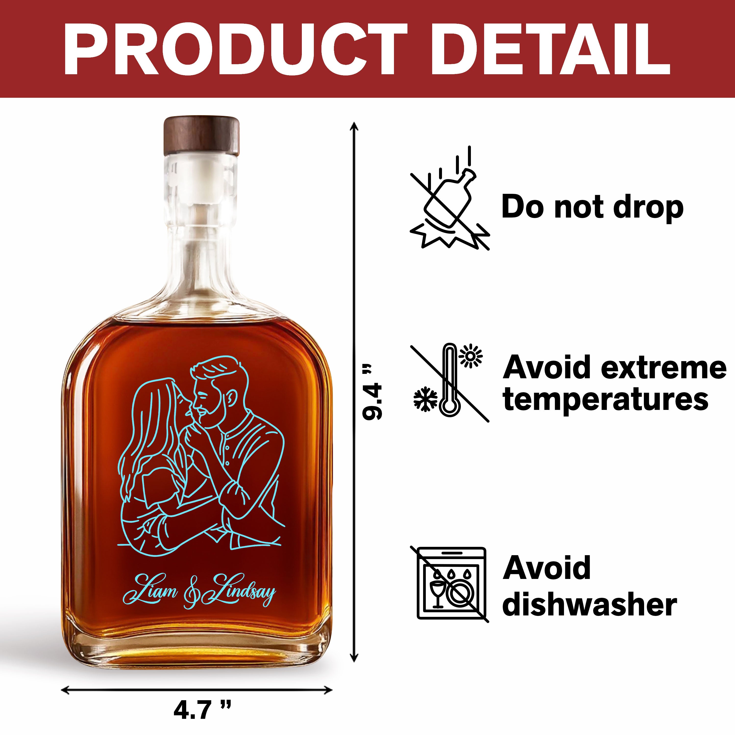 The Day We Met - Custom Star Map and Photo - Personalized Custom Whiskey Bottle