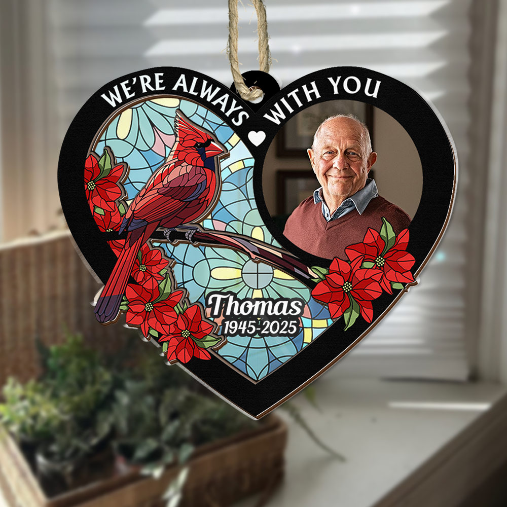 Custom Name and Photo Memorial Ornament 2-layered  - Custom Shape Hologram Ornament