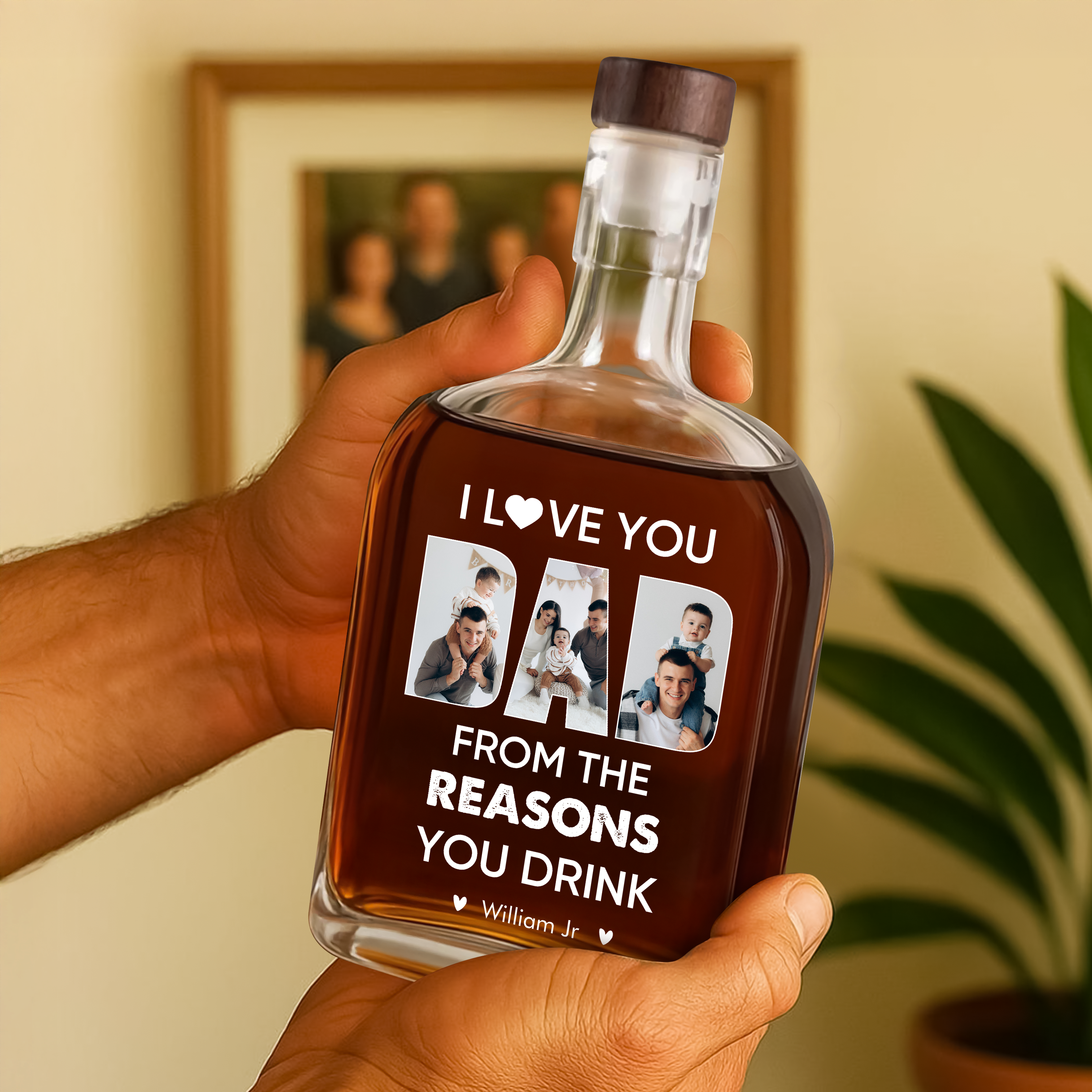 I Love You Dad - Family Personalized Custom Whiskey Bottle
