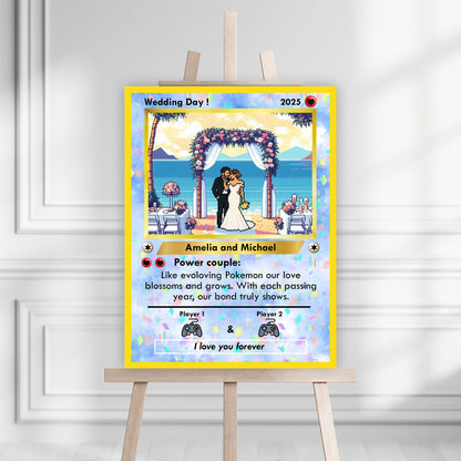 Wedding Welcome Sign - Pixel Style Art - Custom Name and Photo Wedding Law Sign
