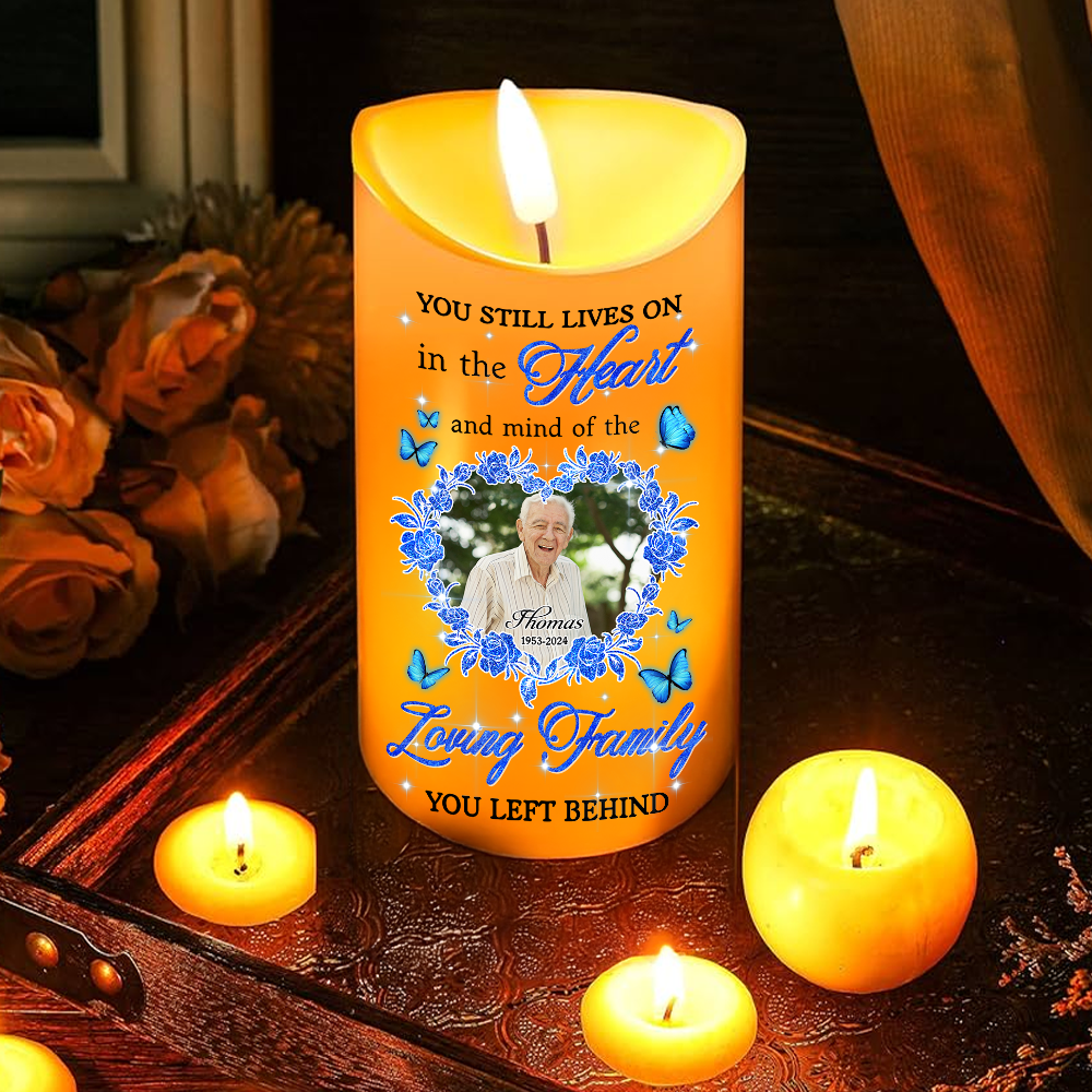 Custom Name and Photo Memorial Gift - Personalizes Memorial Photo LED Candle