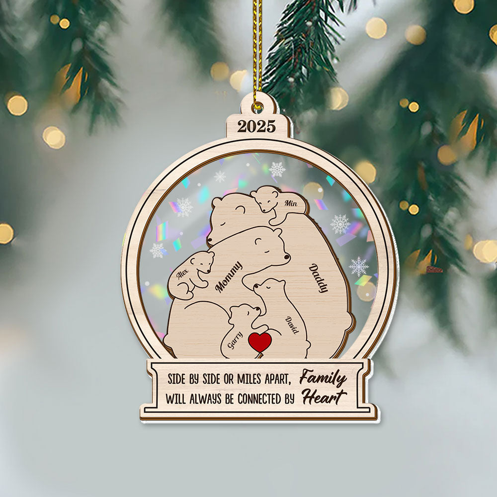 Personalized Bear Family Name Ornament - Custom Shape Hologram Ornament