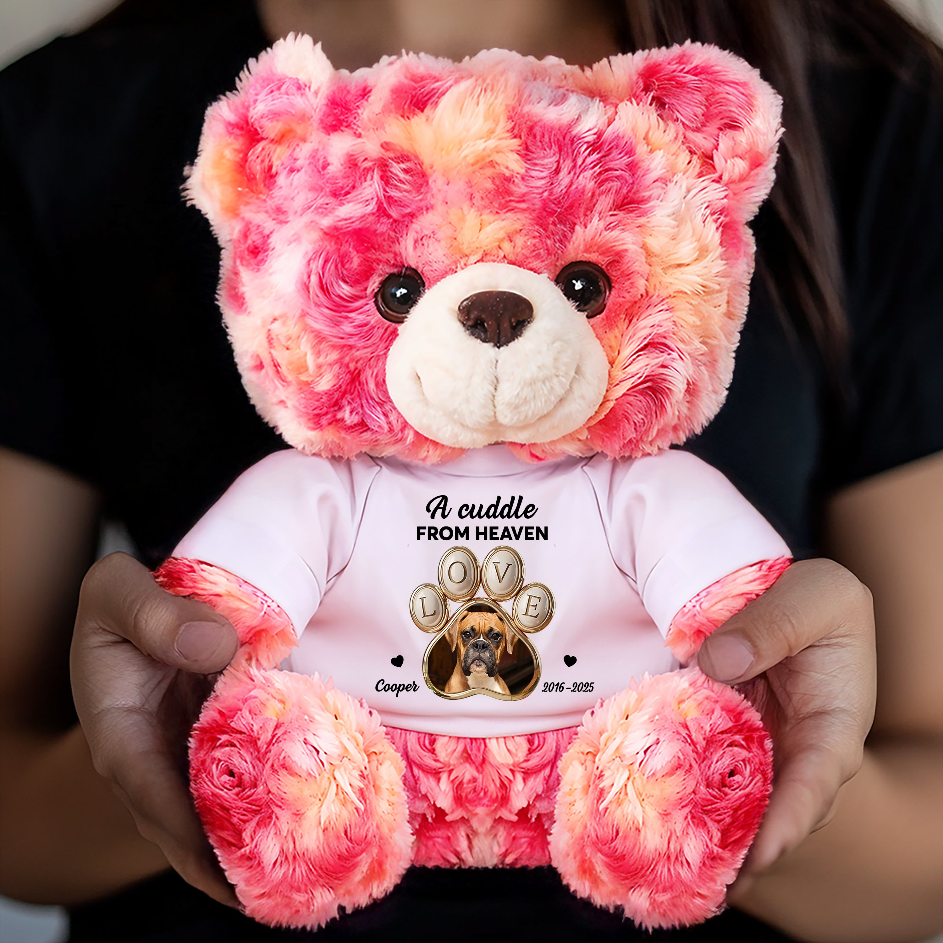 A Cuddle From Heaven - Personalized Pet Memorial Gift - Custom Name and Photo Teddy Bear