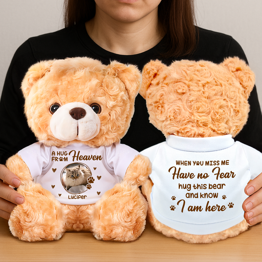 A Hug From Heaven - Personalized Pet Memorial Bear Plush - Pet Memorial Gift