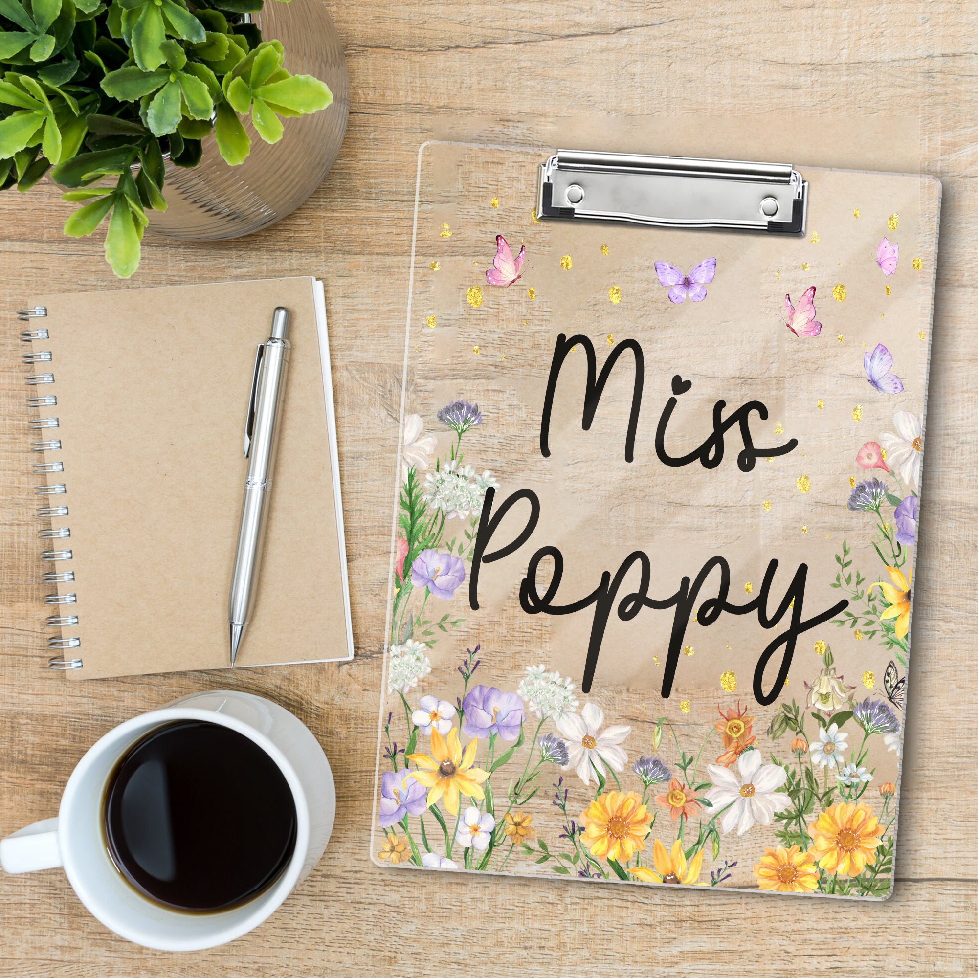 Floral Acrylic Clipboard for Teachers - Custom Teacher Gift