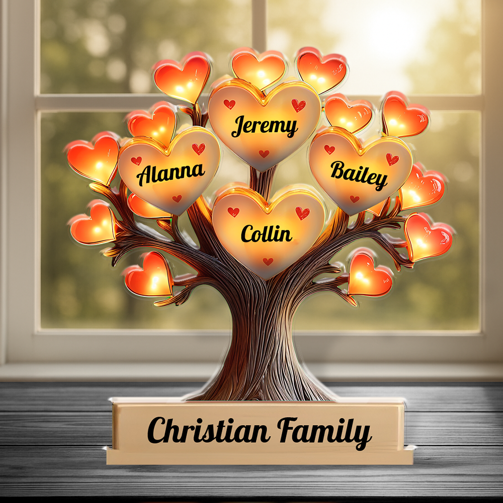 Family Tree - Personalized Family Name Gift - Custom Shape Acrylic Block Plaque