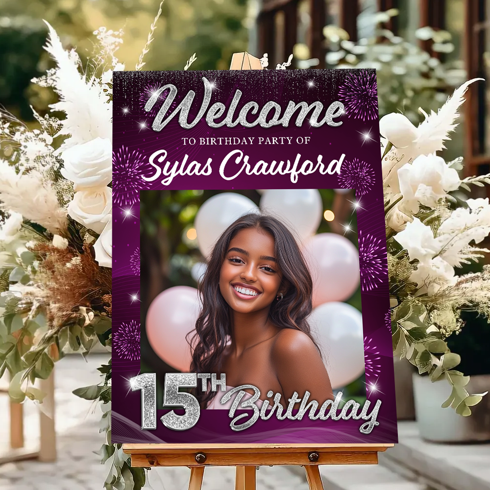 Welcome To My Birthday Sign - Custom Name & Photo Law Sign - Birthday Party Welcome Sign