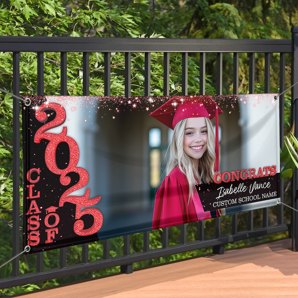 Personalized Graduation Banner, Custom Photo Graduation Party Decoration, Class Of 2025 Banner