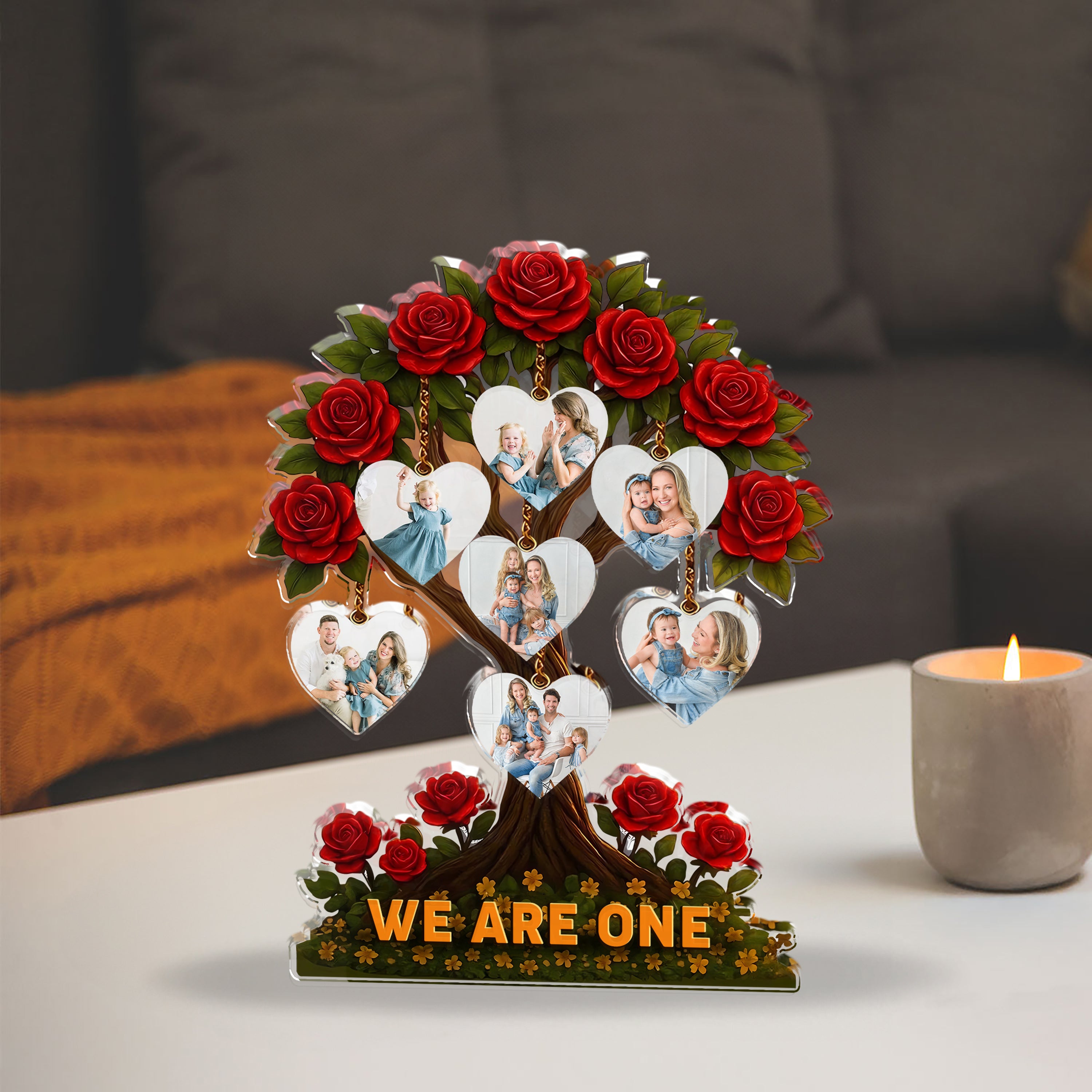 Family Tree Photo - Custom Photo Family Gift  - Custom Shape Acrylic Block Plaque