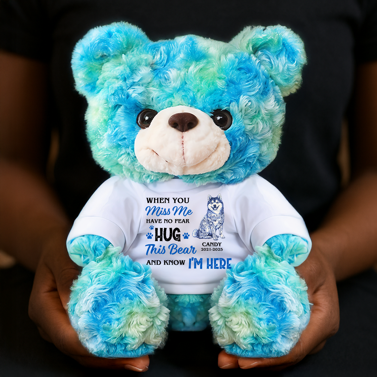 Personalized Pet Memorial Bear Plush - Custom Photo and Name Bear - Personalized Plush Bear