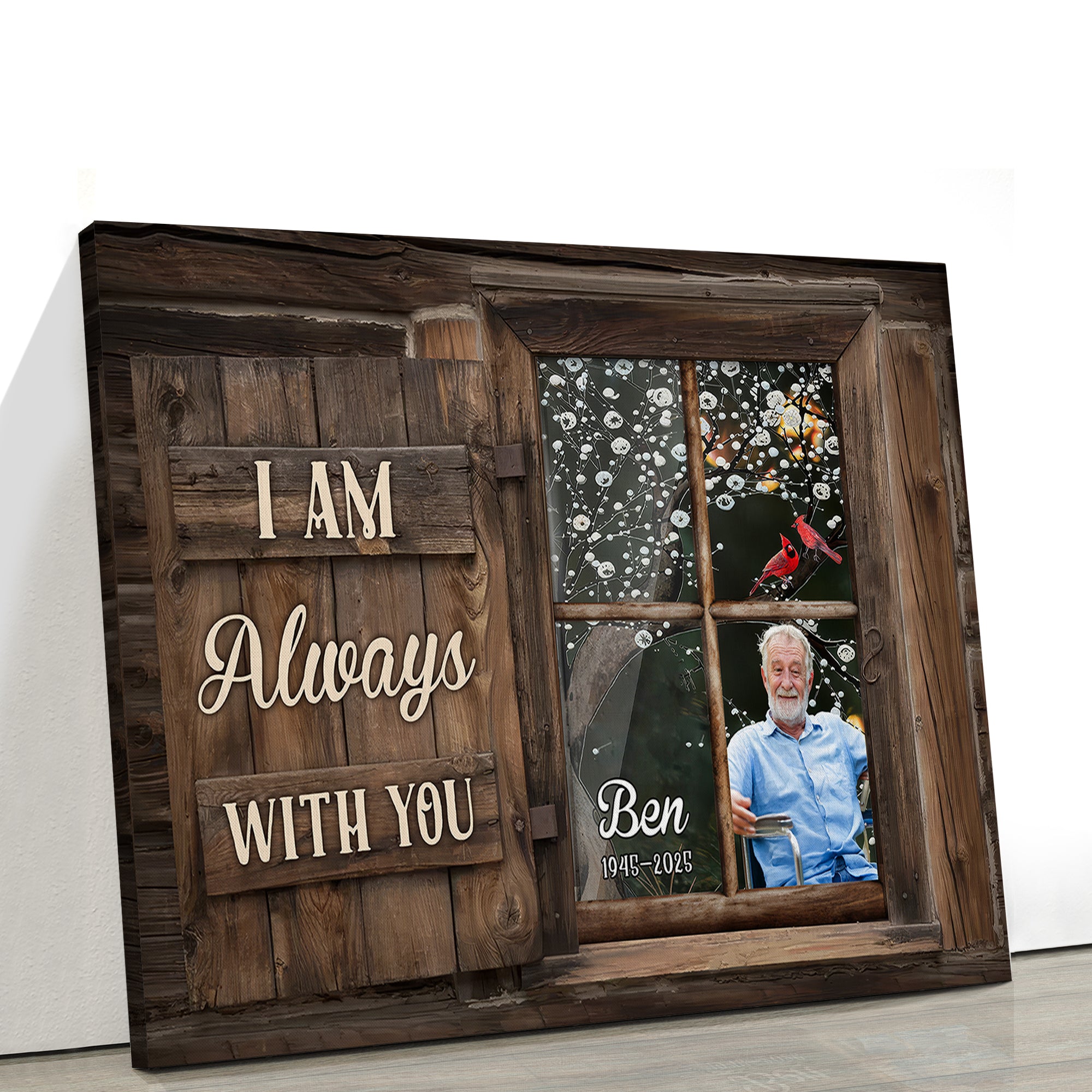 Memorial Canvas Sign - I Am Always With You - Custom Name and Photo - Sympathy Gift