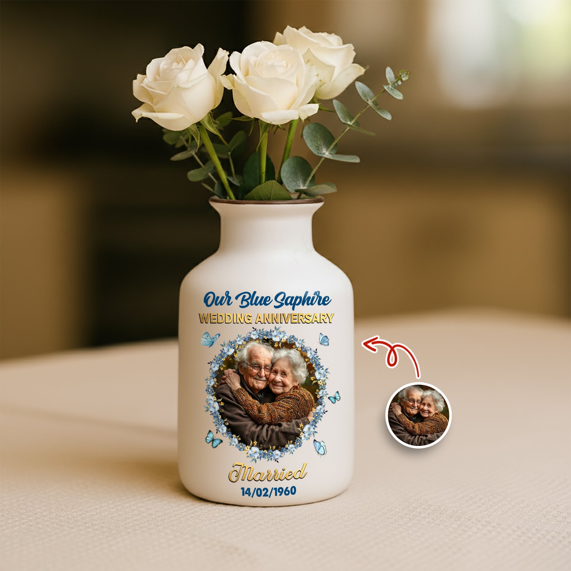 Our Blue Sapphire - Personalized Elegant Ceramic Flower Pot Minimalist
