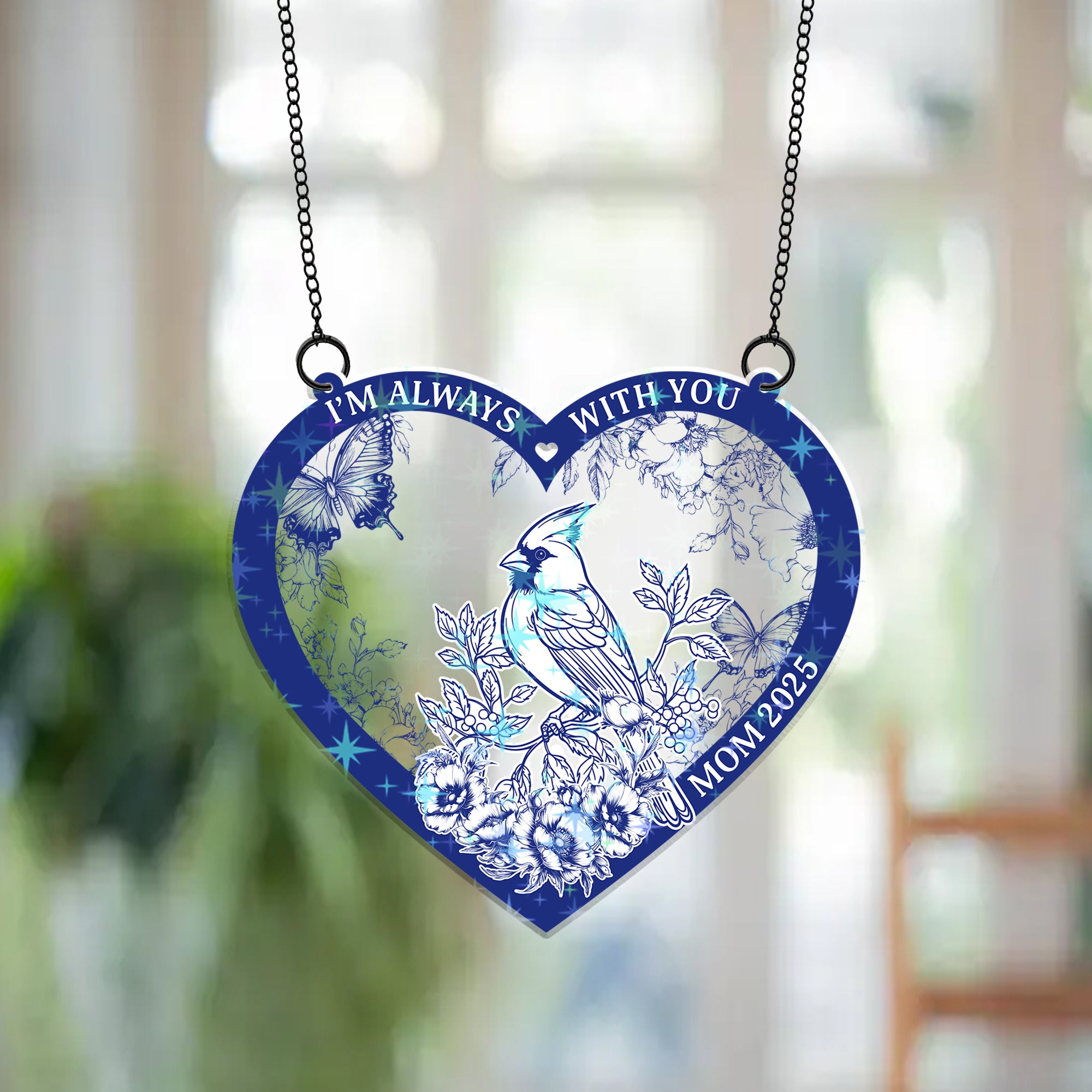 Always With You - Custom Name Memorial Ornament 2-layered  - Custom Shape Hologram Ornament