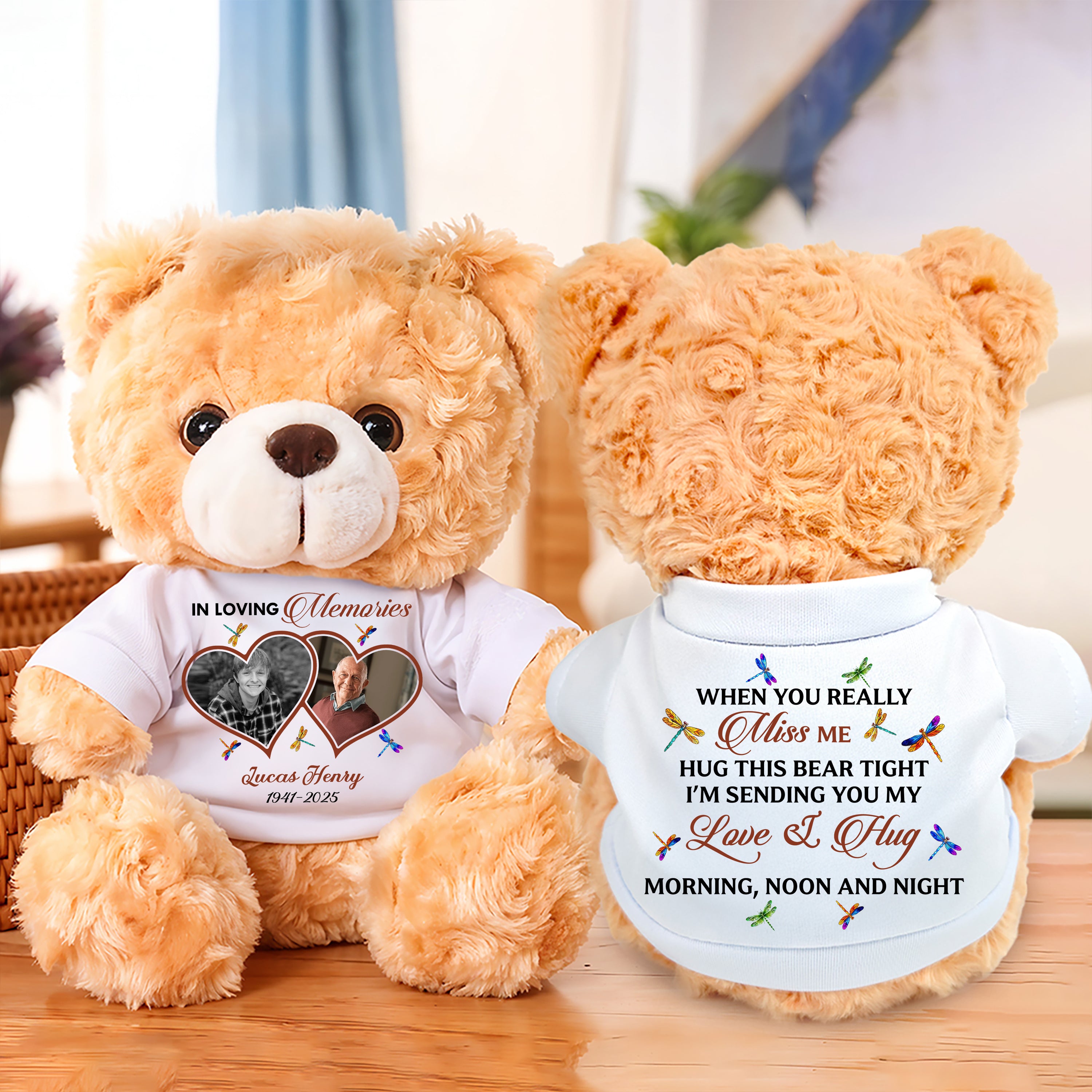 In Loving Memory - Personalized Memorial Bear Plush - Custom Name and Photo Teddy Bear