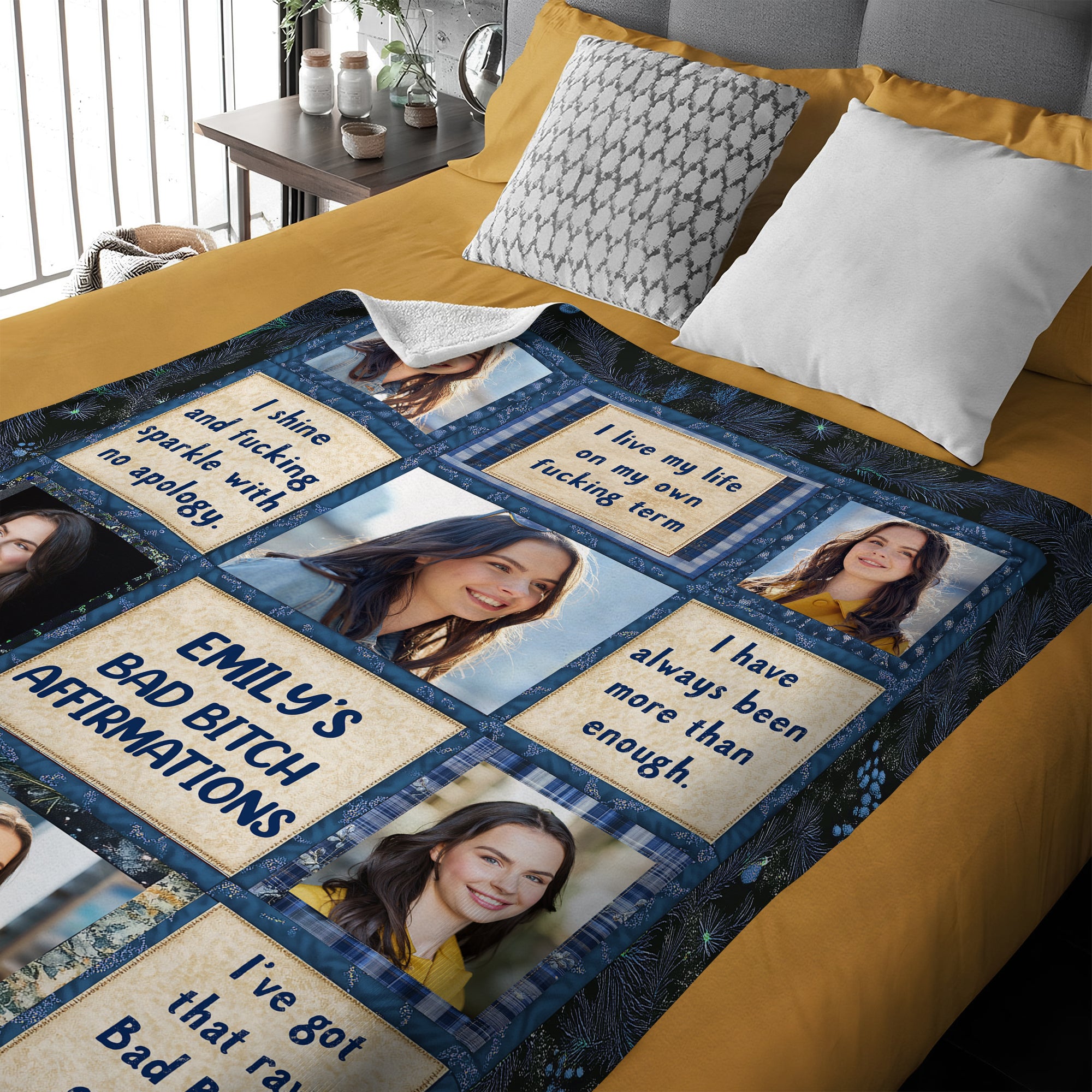 Affirmation Personalized Funny Blanket - Custom Name and Photo Memorial Blanket