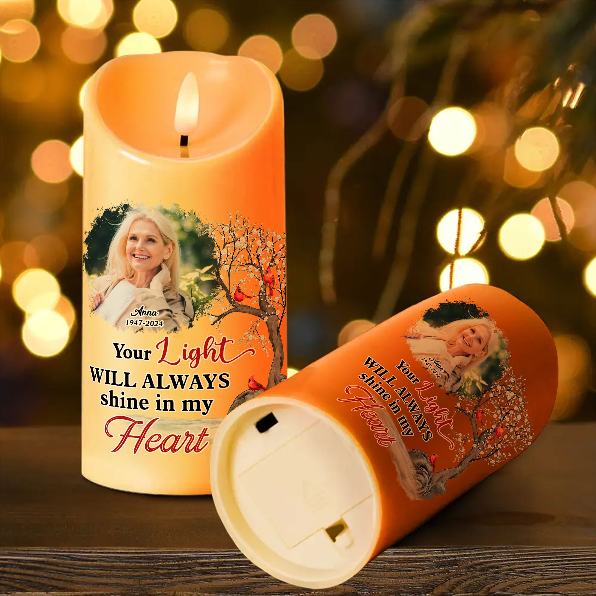 Your light will always shine - Personalizes Photo LED Candle