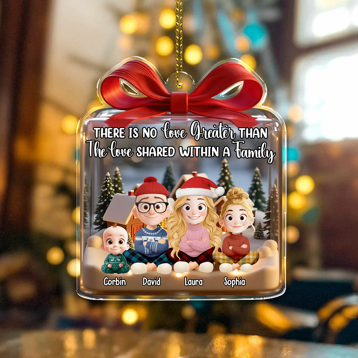 Family Love - Custom Name and Appearance Hologram Ornament - Family Decoration