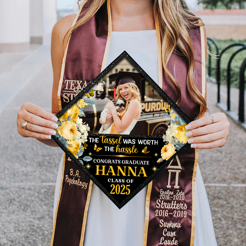 Personalized Class Of 2025 Photo Graduation Cap Topper, Decorations For Grad Cap