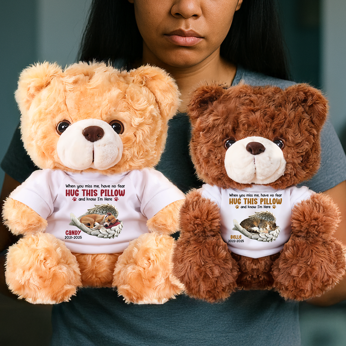 Custom Photo and Name Bear - Personalized Pet Memorial Bear Plush