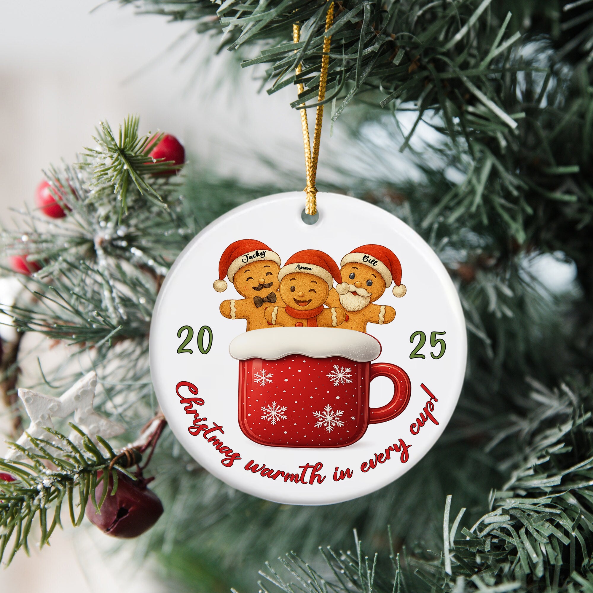 Christmas Warm - Custom Name Ceramic Ornament - Home Decor