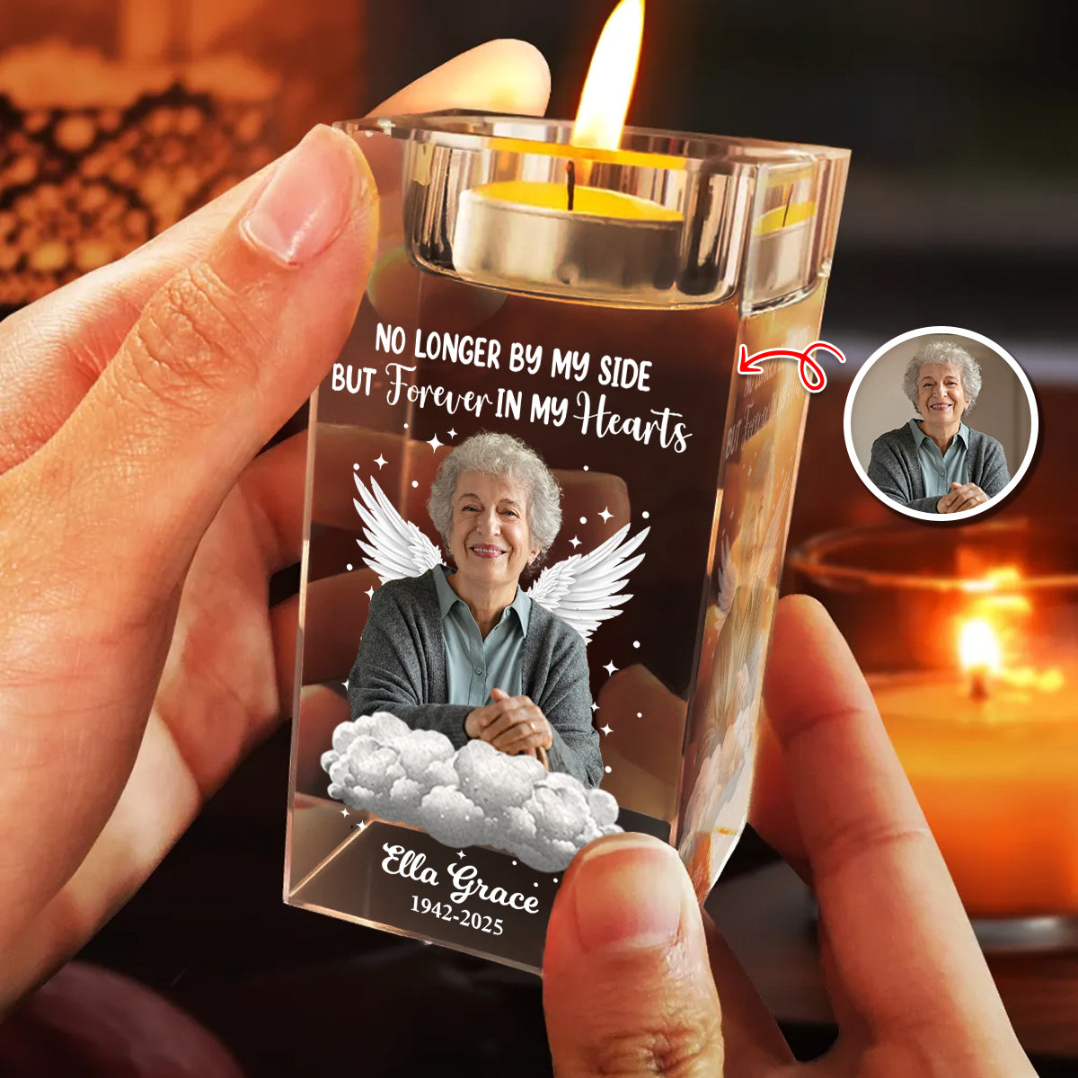 Your Light Will Always Shine  - Personalized Crystal Candle Holder