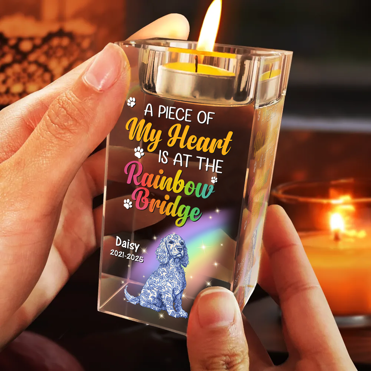 A Piece Of My Heart - Personalized Crystal Candle Holder