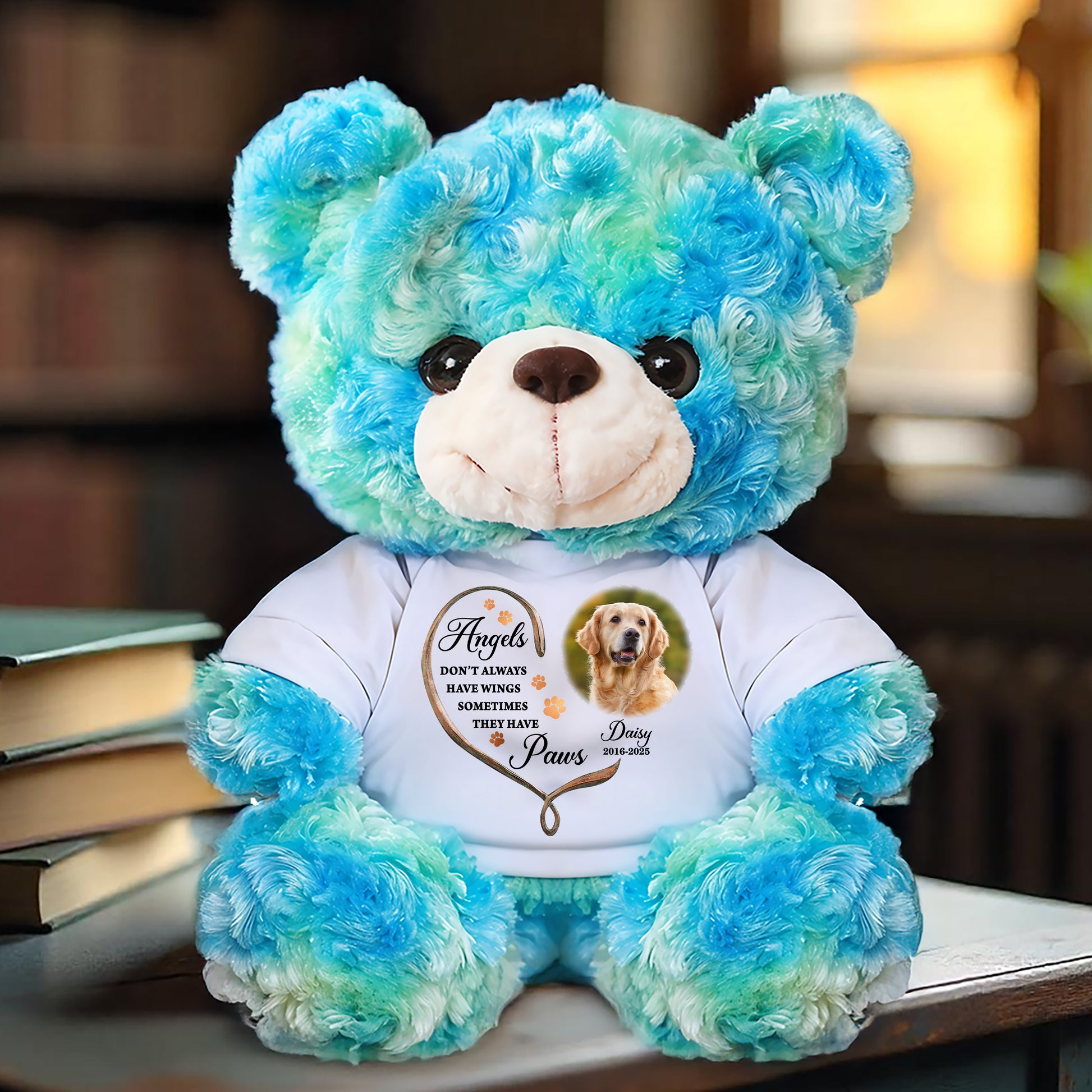 Custom Pet Name and Photo Teddy Bear - Personalized Pet Memorial Bear Plush