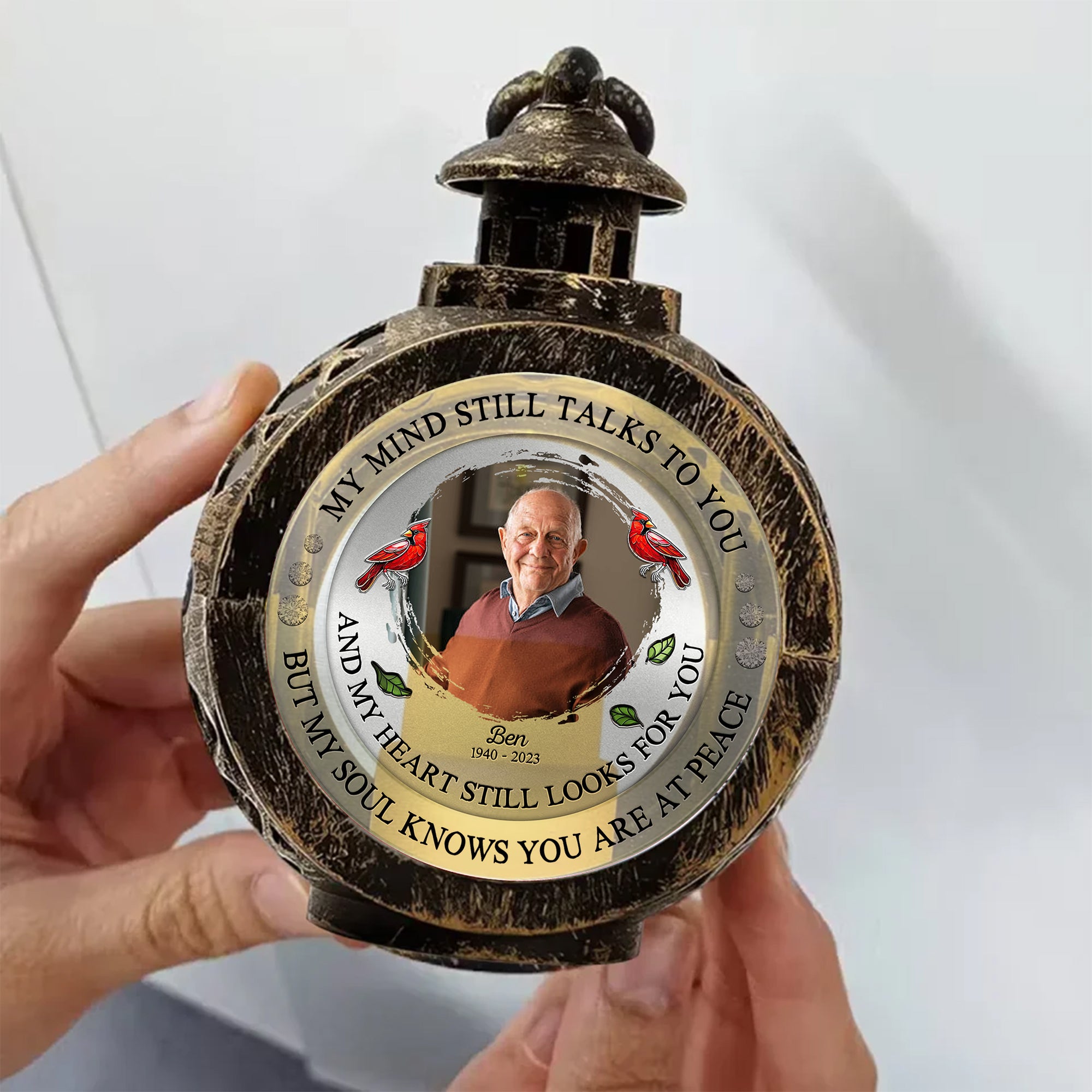 Custom Name and Photo - Memorial Gift - Personalized Candlelight Lantern Ornament