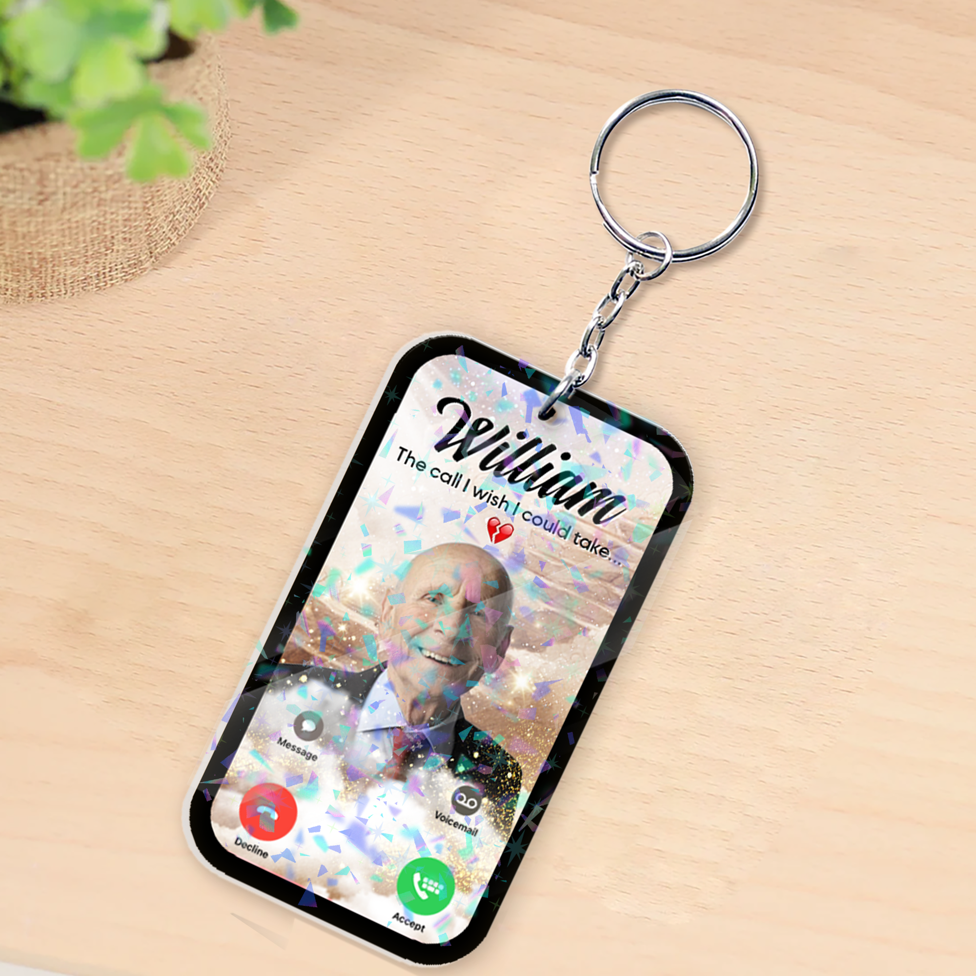 Custom Photo The Phone I Wish Personalized Keychain - Memorial Gift