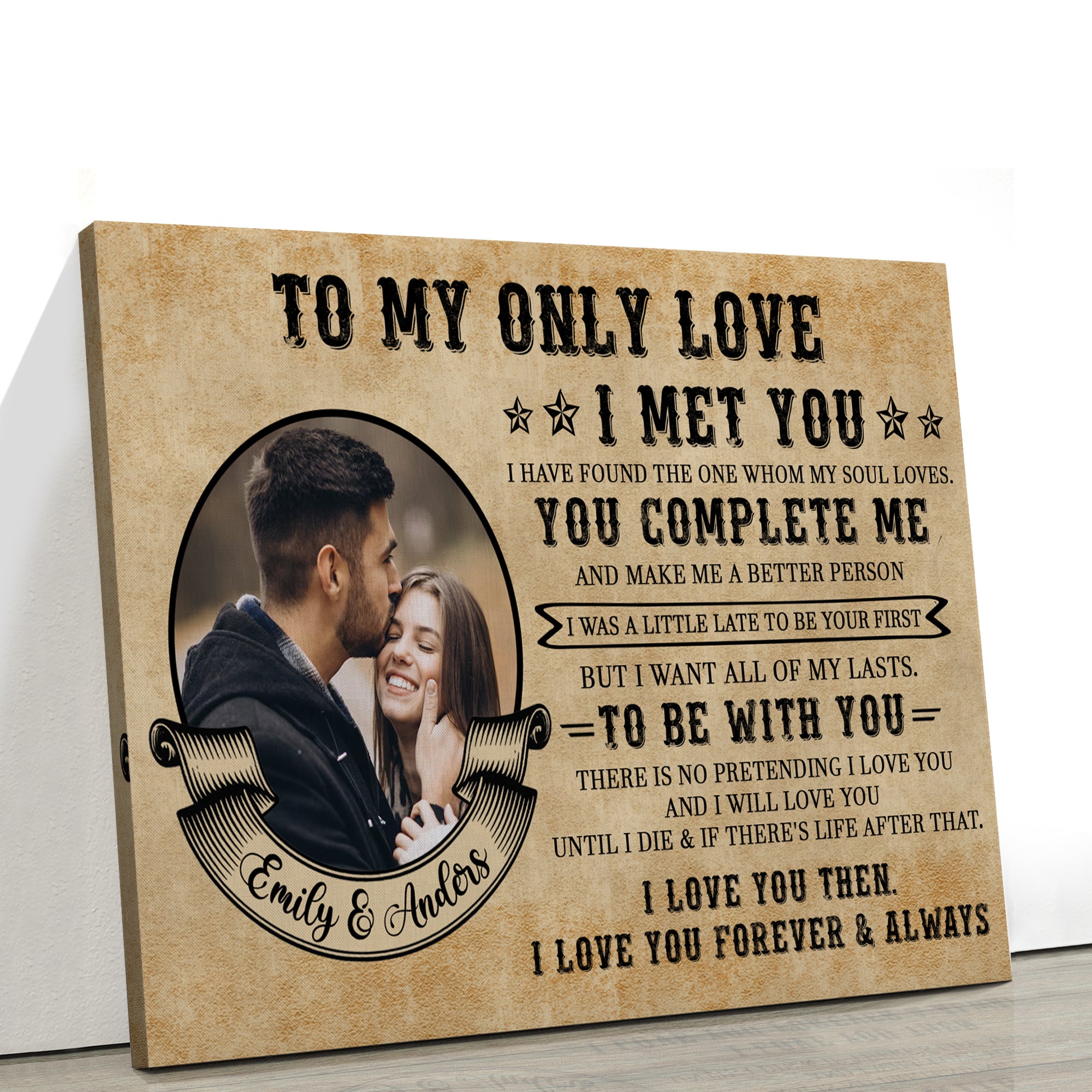 To My Only Love - Custom Couple Name - Canvas Sign - Anniversary Gift