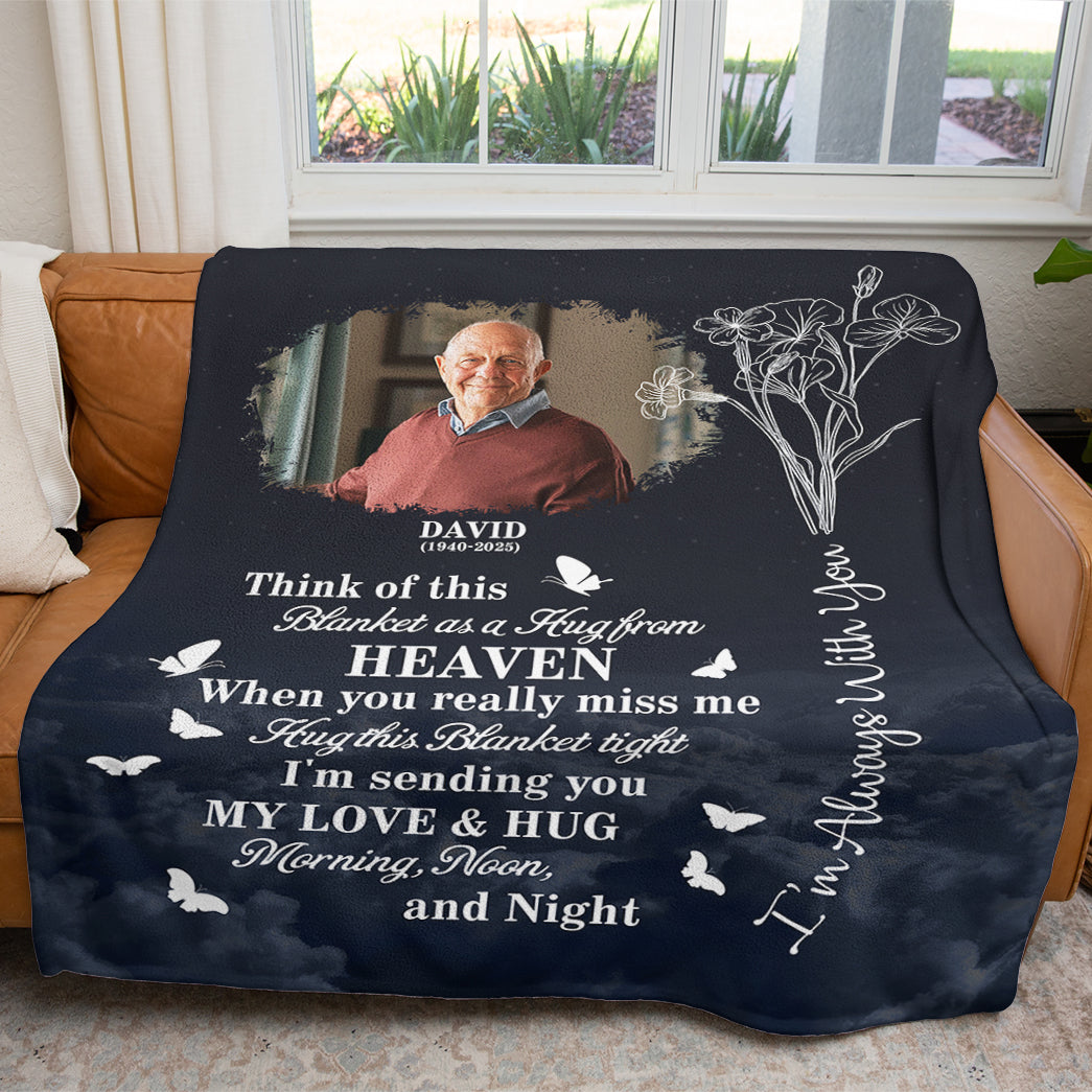 Love and Hug From Heaven - Custom Name and Photo Memorial Blanket - Memorial Gift