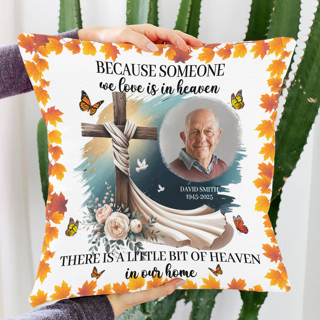 Someone We Love Is In Heaven - Custom Name and Photo - Personalized Memorial Pillow