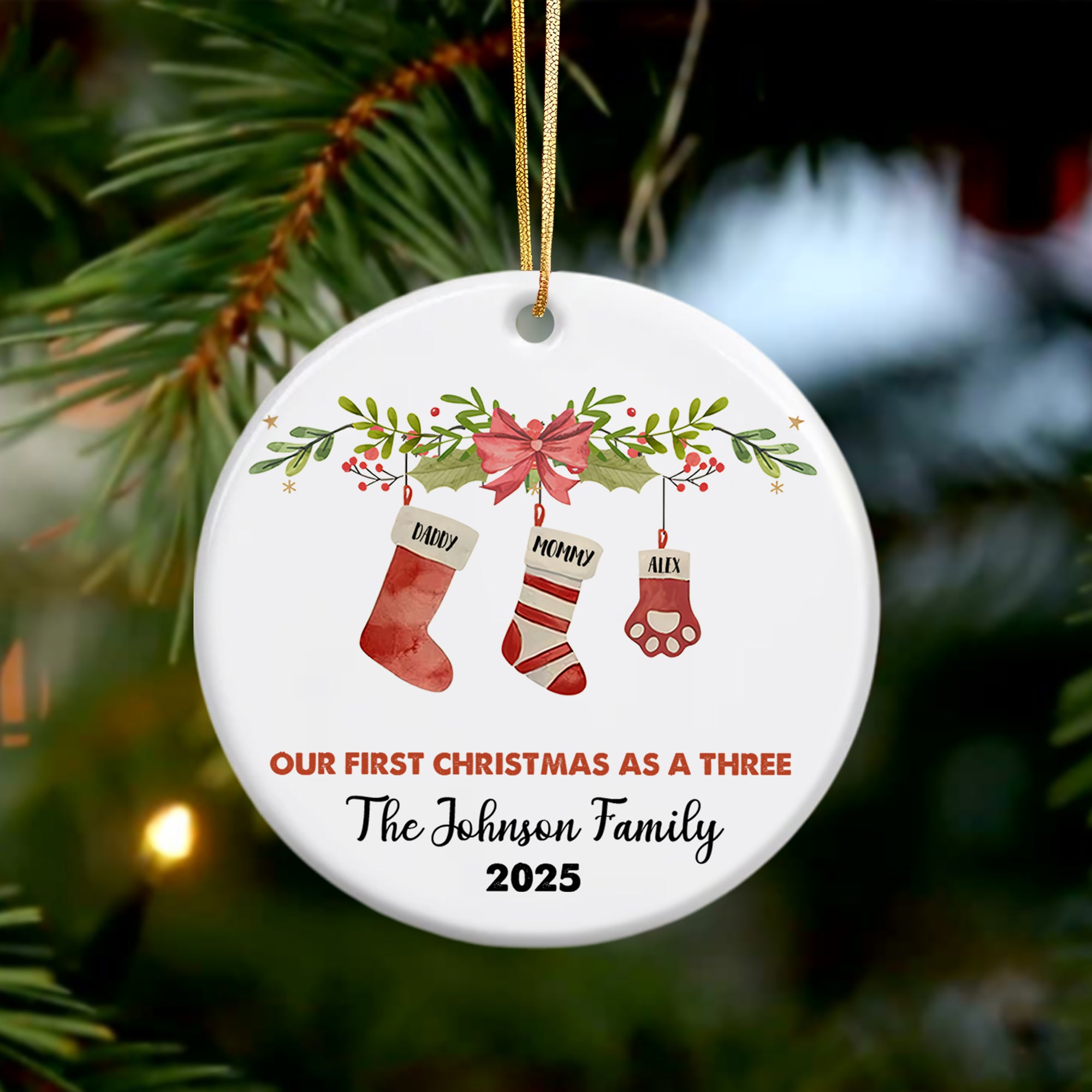 First Christmas As A Family   - Personalized Ceramic Ornament - Home Decor