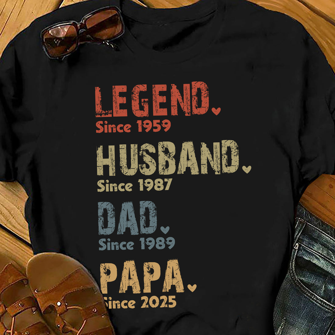 Legend, Husband, Dad And Papa Since - Personalized Shirt Custom T-shirt, Gift for Dad