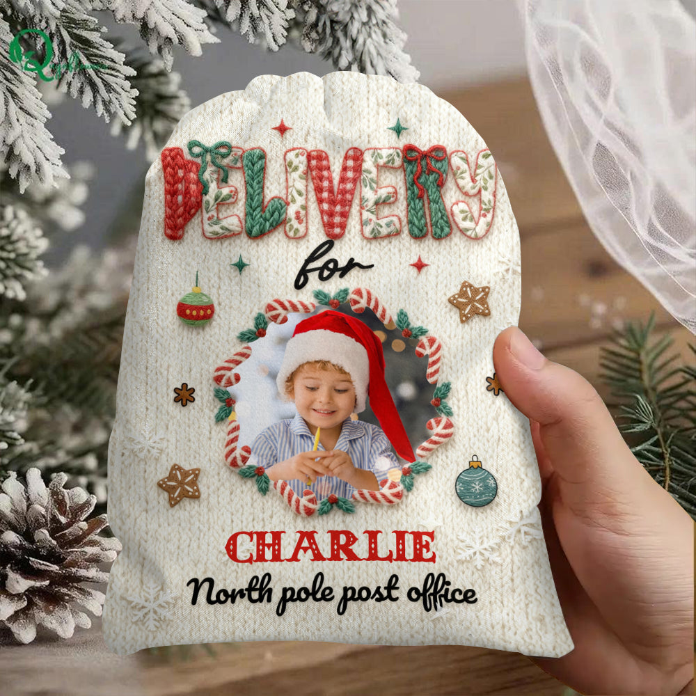 Delivery for Kids - Custom Photo Christmas Bag - Christmas Sack Gift for Kids