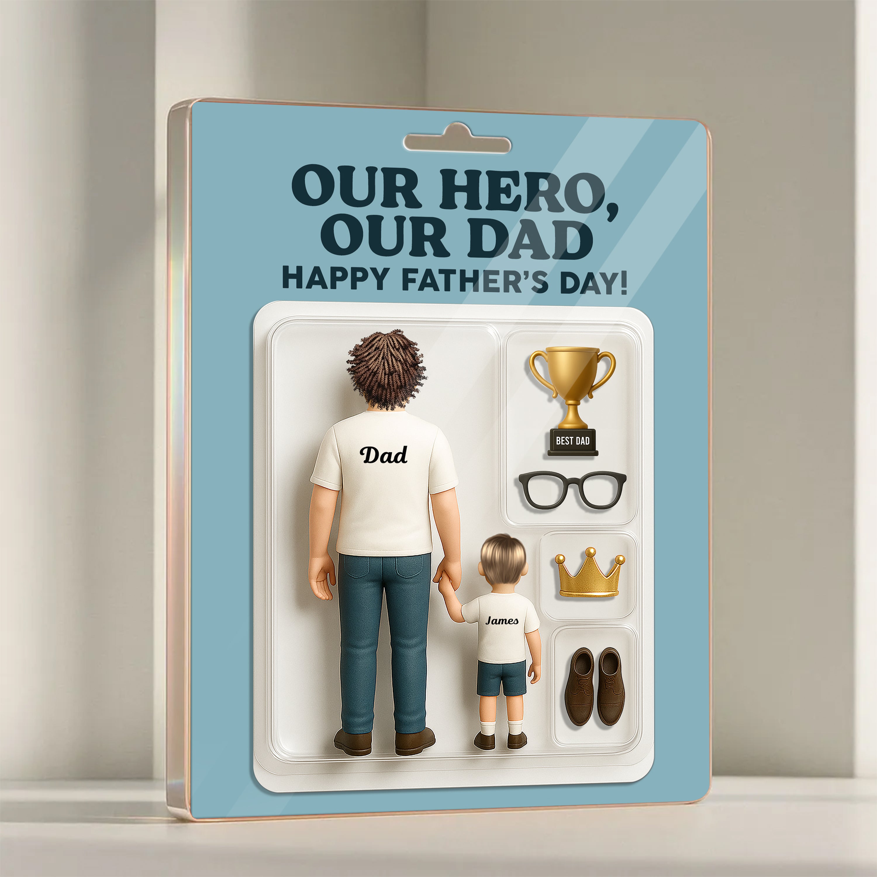 Our Hero Our Dad - Custom Figure Personalized Acrylic Block Plaque